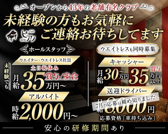 Club ピアノ のクラブボーイ・黒服求人