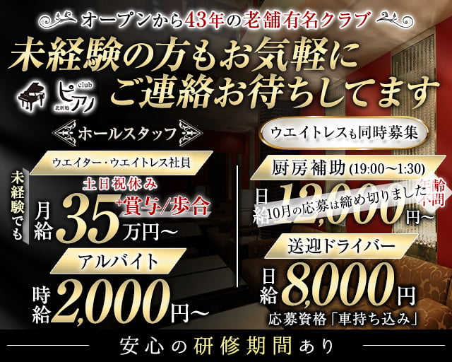 Club ピアノ のクラブボーイ・黒服求人