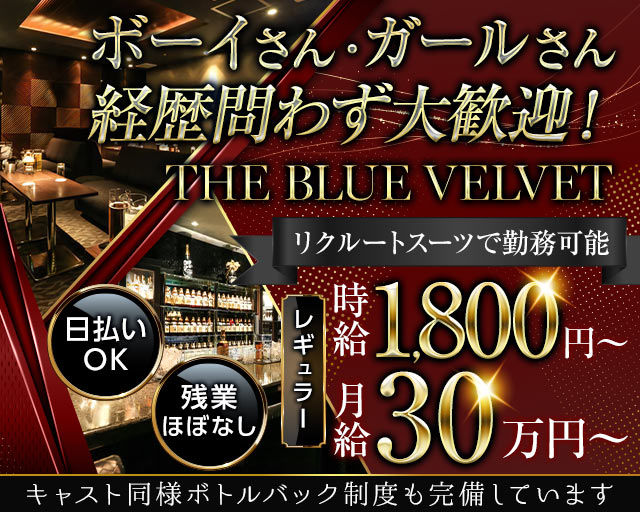 THE BLUE VELVET(ザ・ブルーベルベット)のラウンジボーイ・黒服求人