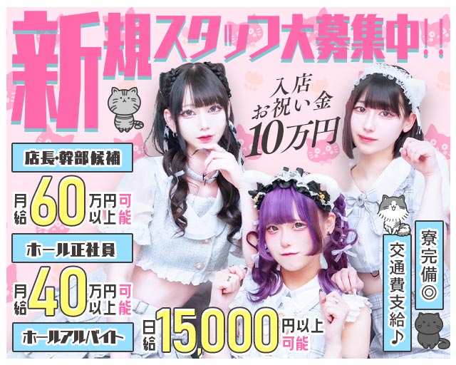 【昼・夜】あんどねこのガールズバーボーイ・黒服求人