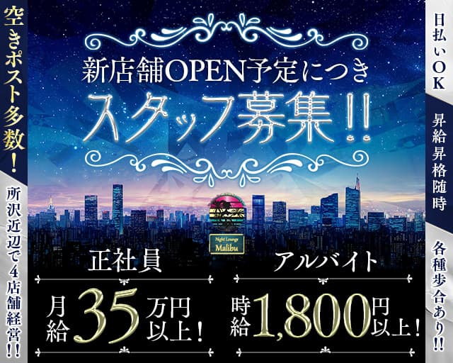 【新所沢】Night Lounge MALIBUのキャバクラボーイ・黒服求人