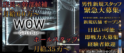 【昼・夜】Girl's Bar WOW(ワオ)【公式求人情報】(錦糸町)のボーイ・男性求人