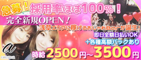 GIRLS BAR α(アルファ)【公式求人情報】(上野ガールズバー)の求人・体験入店情報