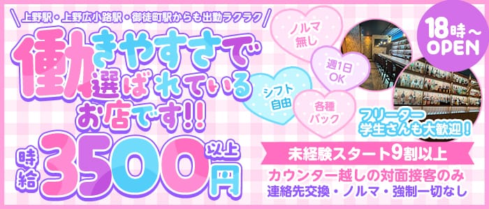 【上野】Girl's Bar Rezel（レゼル） 上野ガールズバー 未経験募集バナー