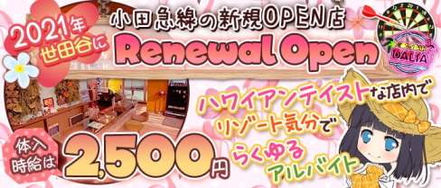 【小田急線祖師谷大蔵】コンカフェダーツ&バー DALIA (ダリア)【公式求人・体入情報】(歌舞伎町ガールズバー)の求人・体験入店情報