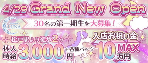 New Style Bar Luna(ルナ)【公式求人・体入情報】(松戸ガールズバー)の求人・体験入店情報
