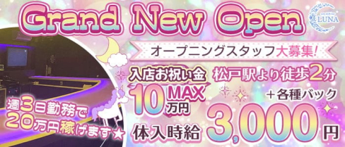 New Style Bar Luna(ルナ)【公式求人・体入情報】(松戸ガールズバー)の求人・体験入店情報