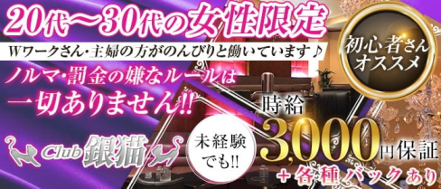 【姉キャバ】club銀猫【公式求人情報】(ひばりヶ丘姉キャバ・半熟キャバ)の求人・体験入店情報