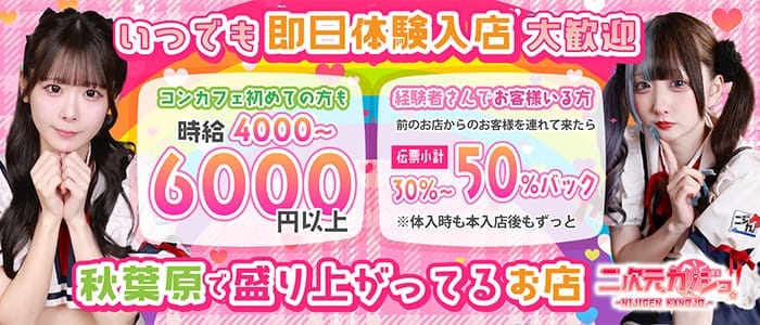 二次元カノジョ 秋葉原ガールズバー 即日体入募集バナー