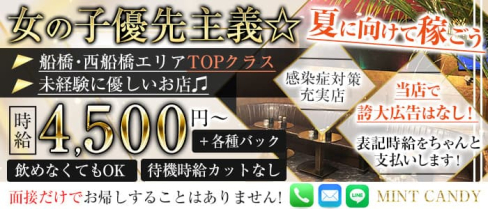 MINT CANDY(ミントキャンディー)【公式求人・体入情報】(船橋キャバクラ)の求人・体験入店情報