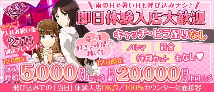 【昼・夜】PINK PLANET （ピンクプラネット） 歌舞伎町ガールズバー 即日体入募集バナー