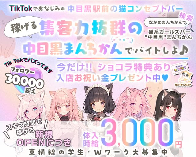 猫系ガールズバー "中目黒"まんちかん(=^・・^=)のガールズバー体入