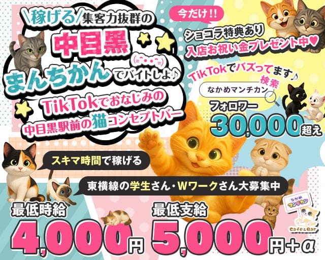猫系ガールズバー "中目黒"まんちかん(=^・・^=)のガールズバー体入