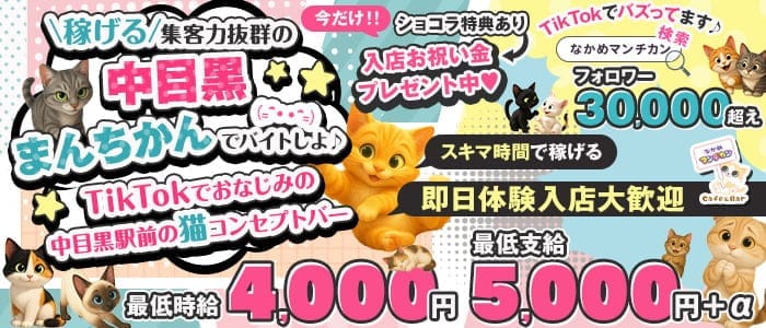 猫系ガールズバー "中目黒"まんちかん(=^・・^=)(渋谷ガールズバー)の求人・体験入店情報
