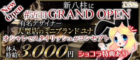 コンセプトBar&lounge YUNA八柱店(ユナ)【公式求人・体入情報】(新八柱ガールズバー)の求人・体験入店情報