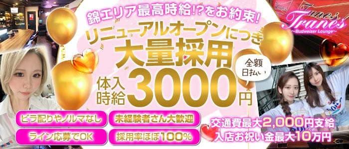 TRANES（トラネス） 錦ガールズバー 未経験募集バナー