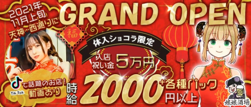 娘娘酒場(にゃんにゃんさかば)【公式求人・体入情報】(天神ガールズバー)の求人・体験入店情報