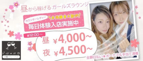 ガールズラウンジ Venus(ヴィーナス)【公式出稼ぎ求人情報】(川崎ラウンジ)の求人・バイト・体験入店情報