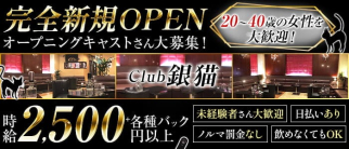 【ひばりヶ丘】姉キャバ club銀猫【公式求人・体入情報】(練馬姉キャバ・半熟キャバ)の求人・体験入店情報