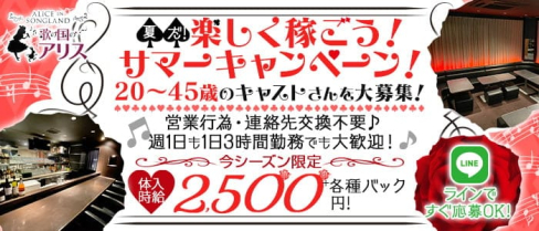 歌の国のアリス【公式求人・体入情報】(春日部スナック)の求人・体験入店情報