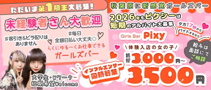 GirlsBar Pixy-ピクシー-(秋葉原ガールズバー)の求人・体験入店情報