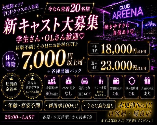 CLUB AREENA （アリーナ）のキャバクラ体入