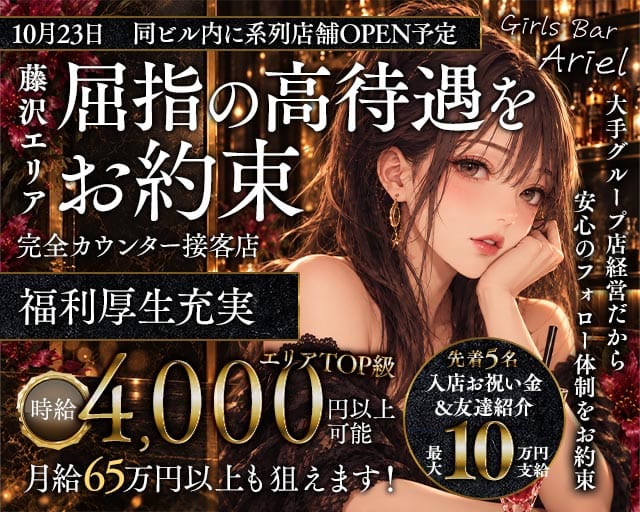 【藤沢駅】Girls Bar Ariel（アリエル）(湘南台ガールズバー)の求人・体験入店情報