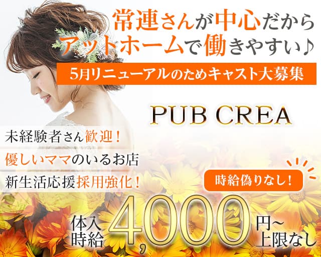 PUB CREA（パブ クレア）【公式体入・求人情報】 上野スナック TOP画像