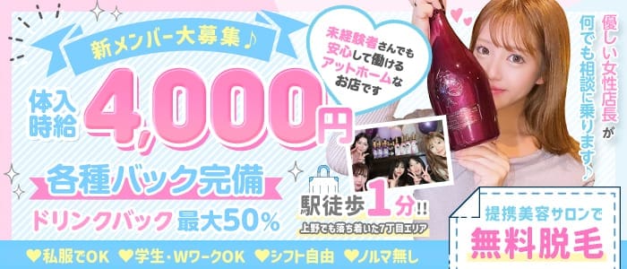 【上野】Girls Bar MARRY（マリー）(上野ガールズバー)の求人・体験入店情報