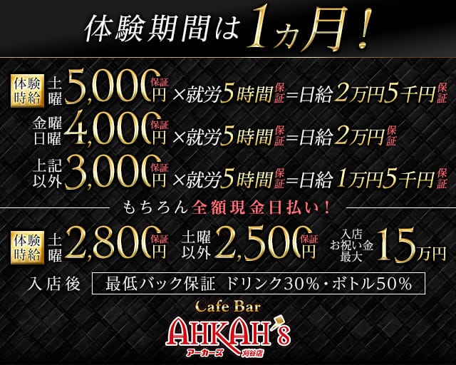 Girls Bar AHKAH’s 刈谷店 （アーカーズ）のガールズバー体入
