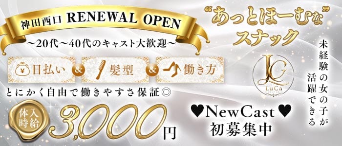 【神田西口】スナック LuCa-ルカ-(神田スナック)の求人・体験入店情報