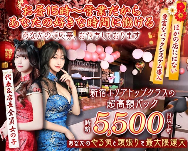 【昼・夜・朝】Girl's Bar ピタラビ(歌舞伎町ガールズバー)の求人・体験入店情報