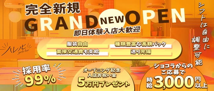 【南浦和】ガールズバー ハレノヒ 南浦和ガールズバー 即日体入募集バナー