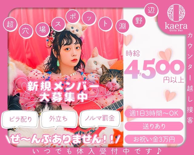 【淵野辺】girls bar kaera（カエラ）のガールズバー体入