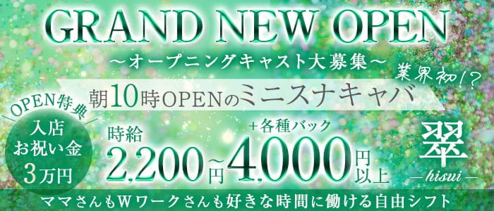 【朝・昼・夕】翠（ヒスイ）(梅田昼キャバ・朝キャバ)の求人・体験入店情報