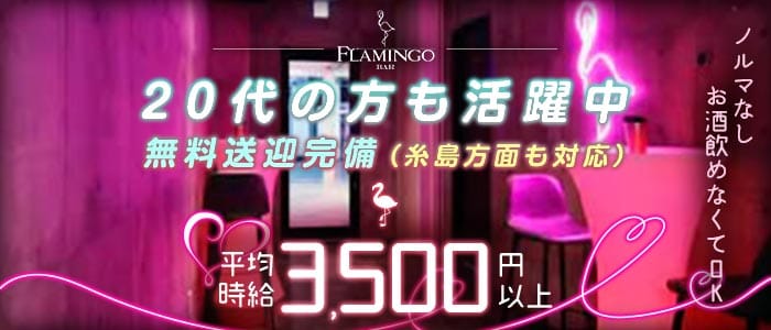 BAR FLAMINGO 西新店（フラミンゴ） 西新ガールズバー 未経験募集バナー