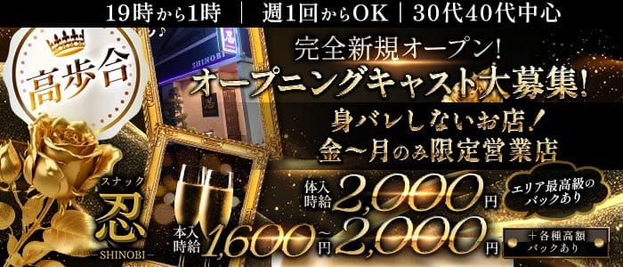 【大袋駅】忍-SHINOBI-(春日部スナック)の求人・体験入店情報