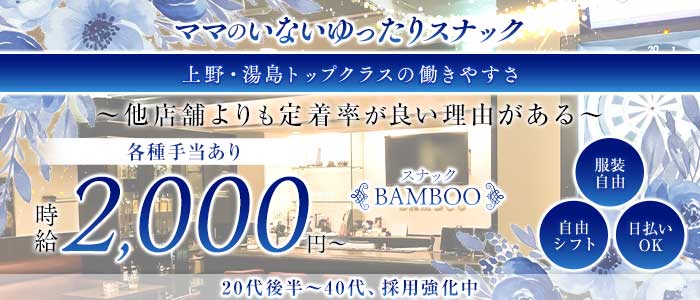 BAMBOO（バンブー）(上野スナック)の求人・体験入店情報