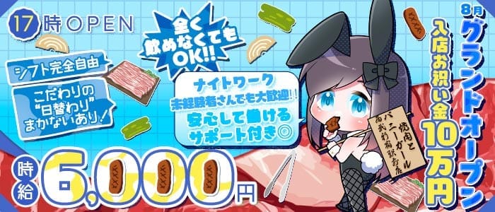 焼肉とバニーガール西武新宿駅前店 歌舞伎町ガールズバー 未経験募集バナー