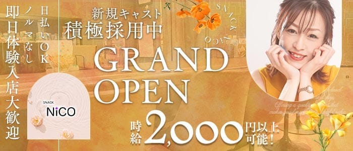 【すすきの】SNACK NiCO（ニコ） すすきのスナック 即日体入募集バナー