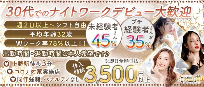 美姉ラウンジ 小鳥遊（たかなし）(上野熟女キャバクラ)の求人・体験入店情報