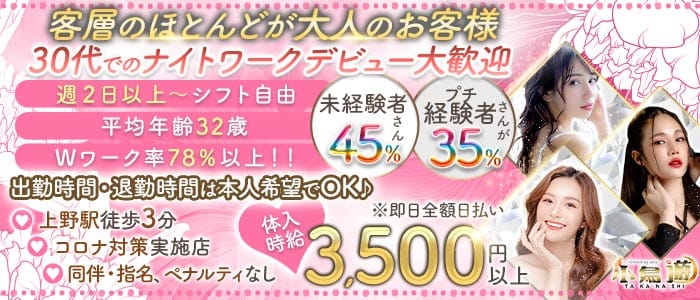 美姉ラウンジ 小鳥遊（たかなし）(上野熟女キャバクラ)の求人・体験入店情報