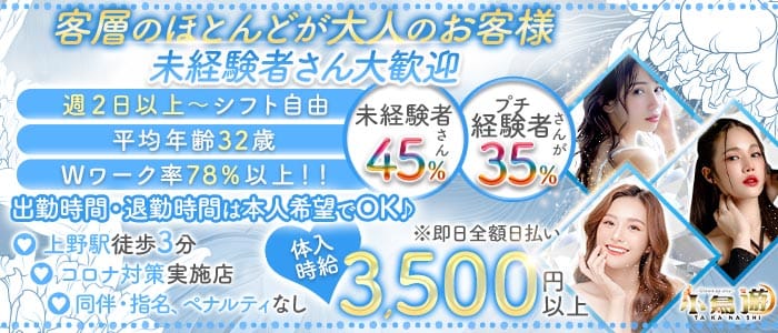 美姉ラウンジ 小鳥遊（たかなし） 上野熟女キャバクラ 未経験募集バナー