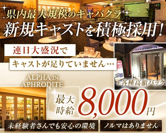 ALPHA IN APHRODITE ～アフロディーテ～(殿町キャバクラ)の求人・体験入店情報