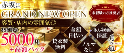 月乃姫(カグヤ)【公式求人情報】(六本木キャバクラ)の求人・体験入店情報