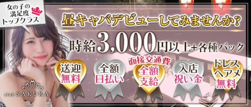 昼キャバClub SAKURA(サクラ)【公式求人・体入情報】(京橋昼キャバ・朝キャバ)の求人・体験入店情報