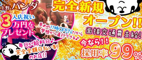 上野パンダ【公式求人情報】(上野ガールズバー)の求人・バイト・体験入店情報