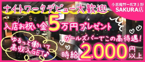 小悪魔ガールズ 上野SAKURA店(コアクマガールズ サクラ)【公式求人・体入情報】(上野ガールズバー)の求人・体験入店情報