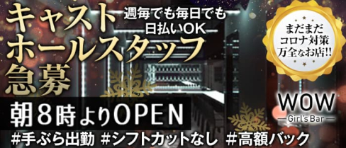 【昼・夜】Girl's Bar WOW(ワオ)【公式求人・体入情報】(錦糸町ガールズバー)の求人・体験入店情報