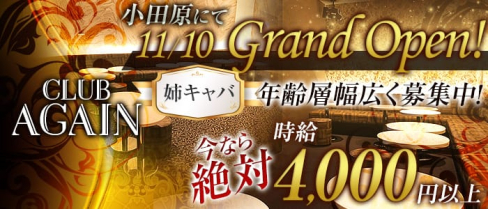 【小田原】CLUB AGAIN(アゲイン)【公式求人情報】(平塚姉キャバ・半熟キャバ)の求人・バイト・体験入店情報